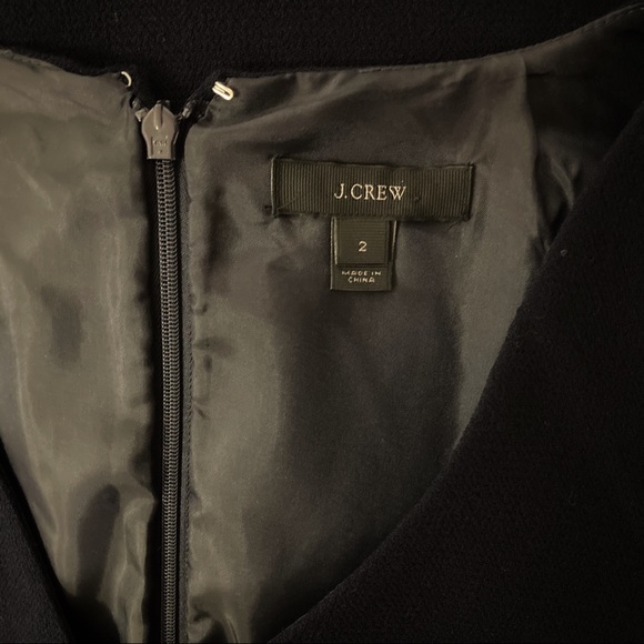 J. Crew Crepe Wool Navy 3/4 Sleeve Sheath Dress 2 - Picture 6 of 6